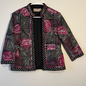 Lifestyle Petite Embroidered Jacket Black Pink Purple